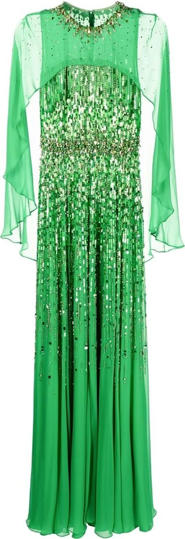 Embellished Cape-Design Dress