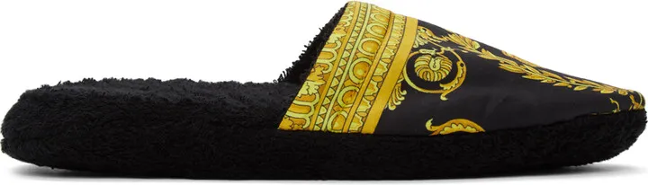 Versace Black Baroque Slippers