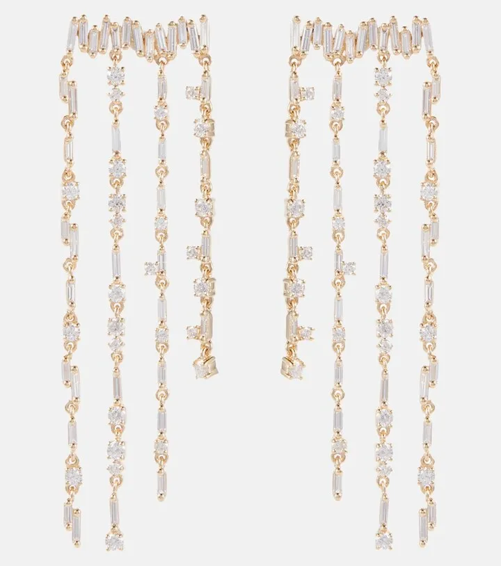 18kt Gold Fringe Earrings With Diamonds