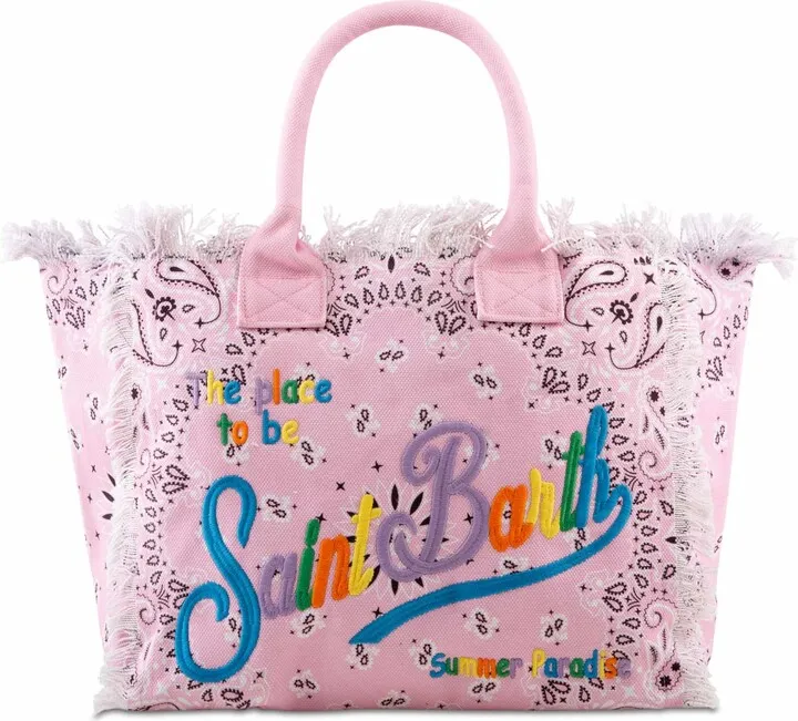 Vanity Canvas Shoulder Bag With Pink Bandanna Print