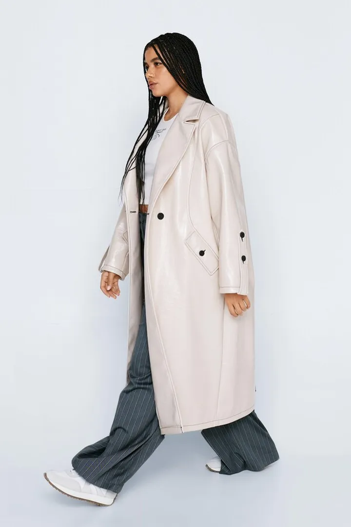 Nasty Gal Womens Plus Vinyl Oversized Trench