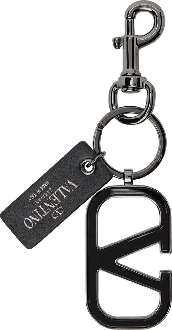 Valentino Garavani Black & Gunmetal VLogo Keychain
