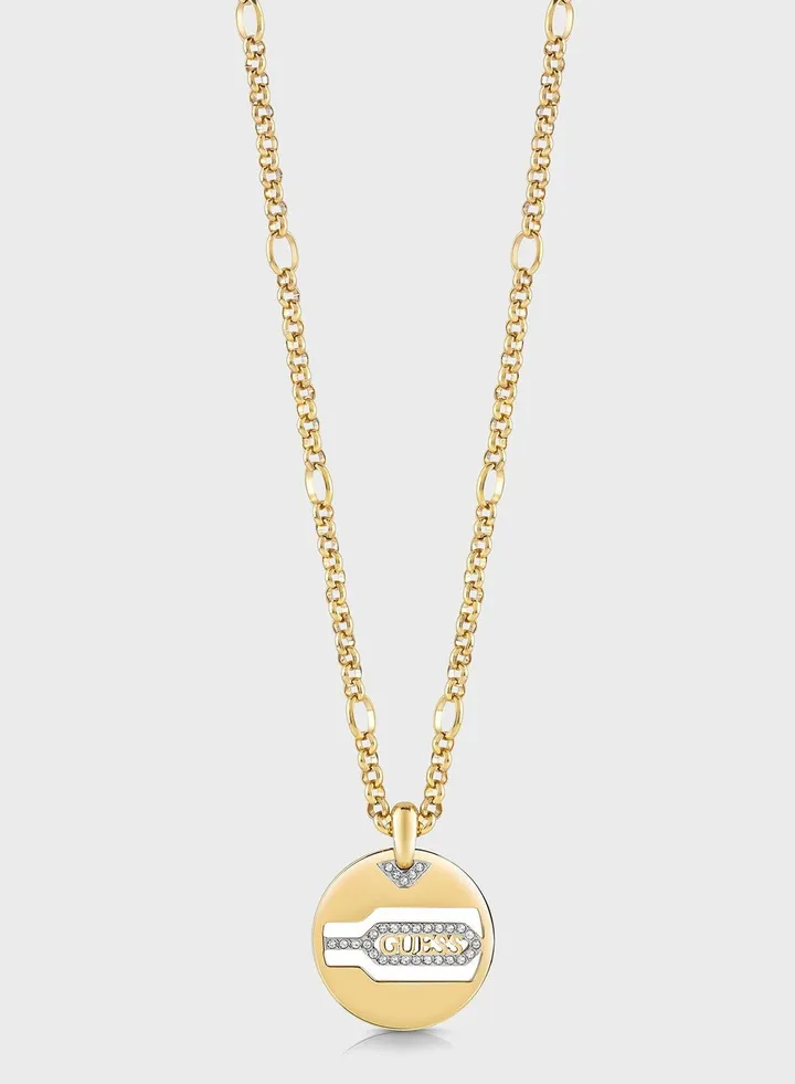Round Charm And Hexagon Pendant Necklace
