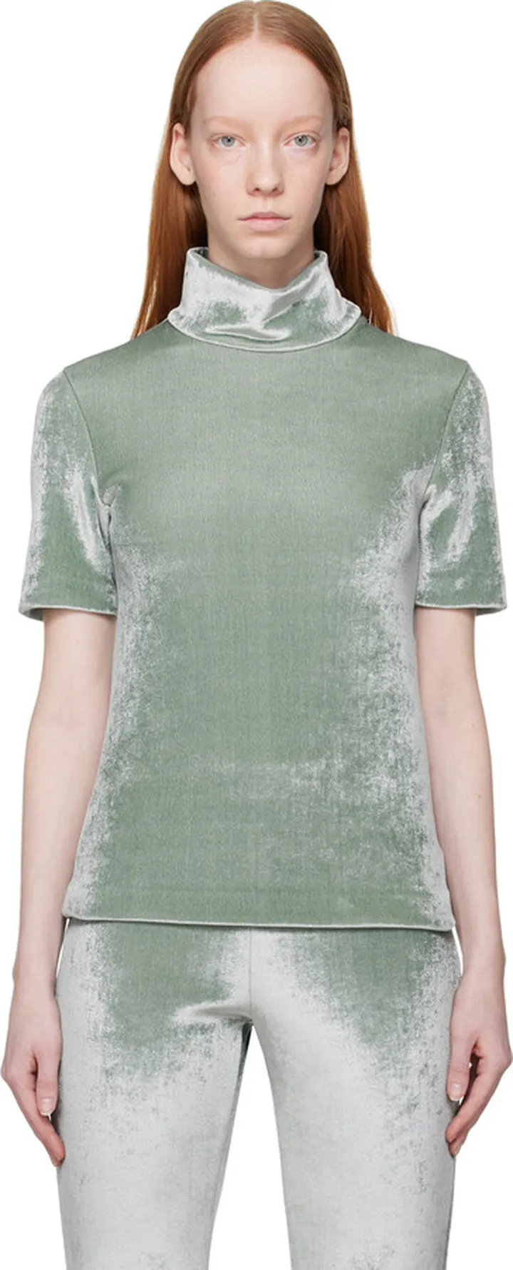 Jil Sander Green Zip Turtleneck
