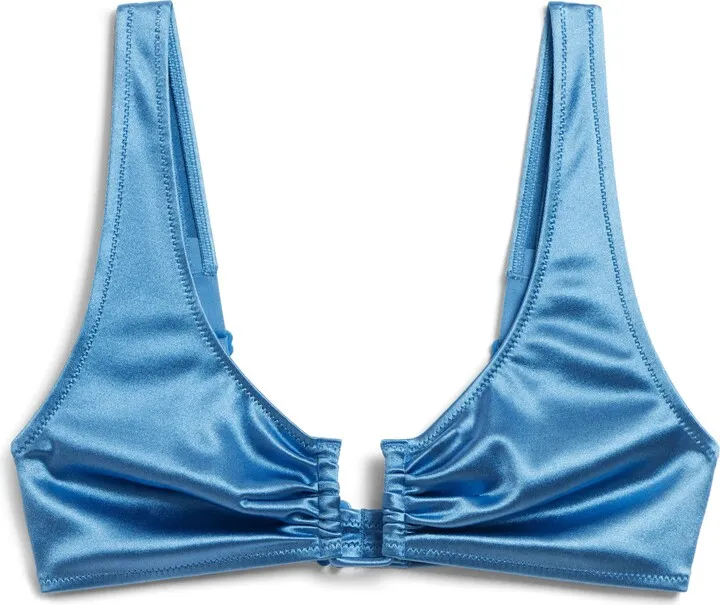 Metallic Gathered Bikini Top
