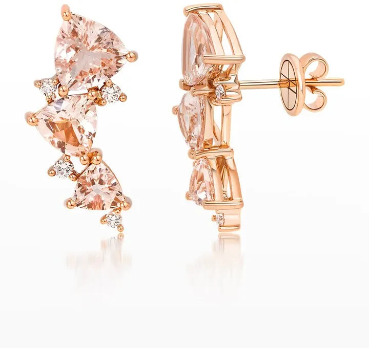 Mirage Pink Gold Earrings with Diamonds and Rose Morganite