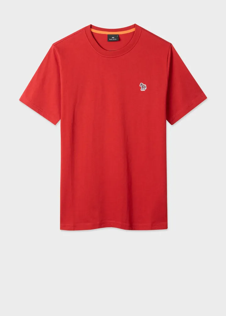 Red Cotton Zebra Logo T-Shirt
