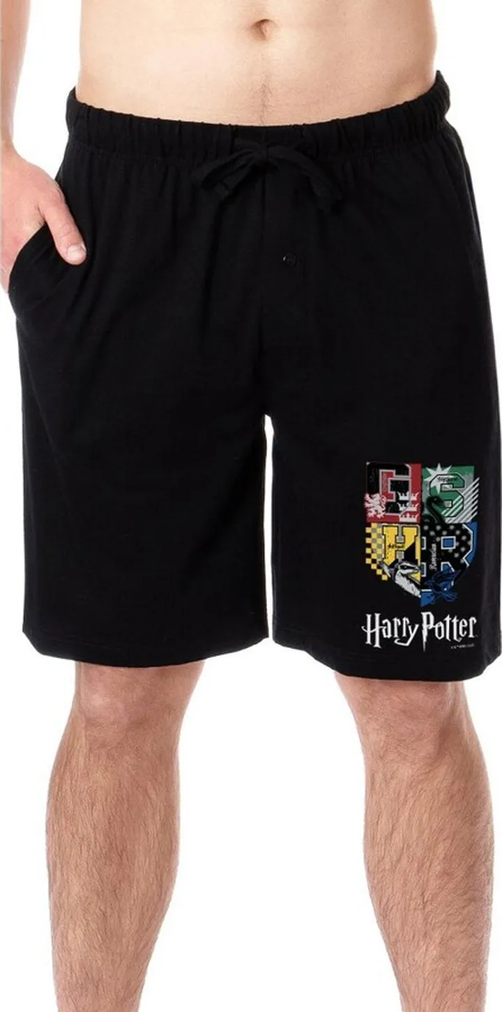 Harry Potter Mens' Wizarding World Hogwarts Crest Sleep Pajama Shorts (3X) Black