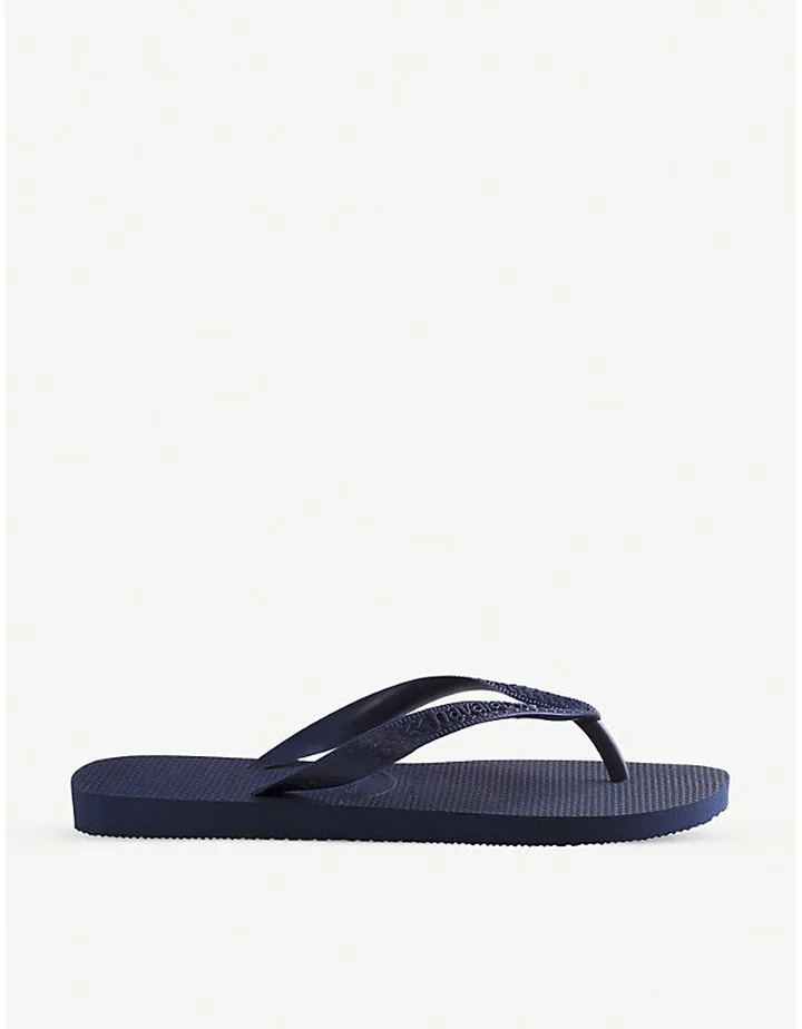 Womens Navy Blue Top Rubber Flip-flops