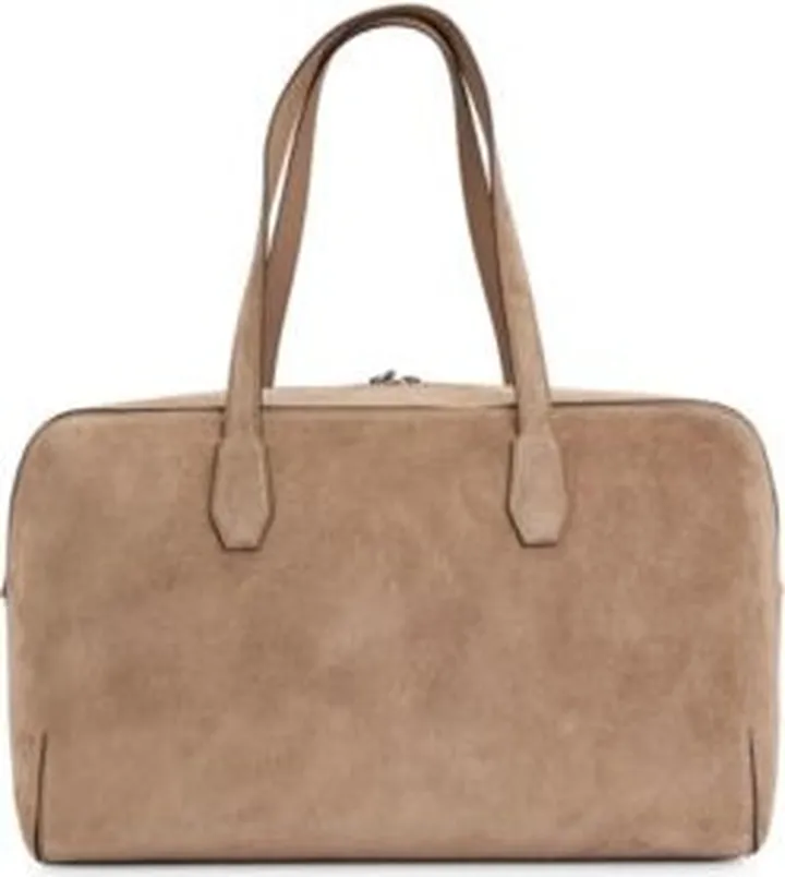 Leather holdall with two-way zip