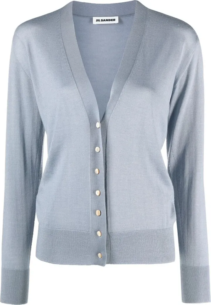 fine-knit V-neck cardigan