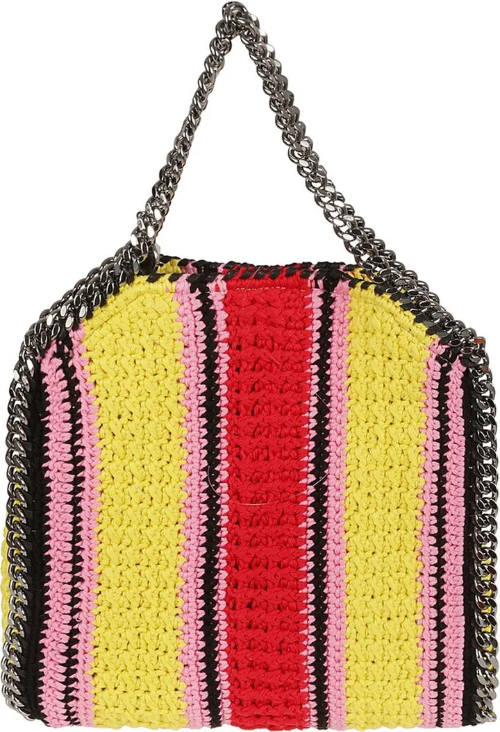 Striped Cotton Crochet Mini Tote