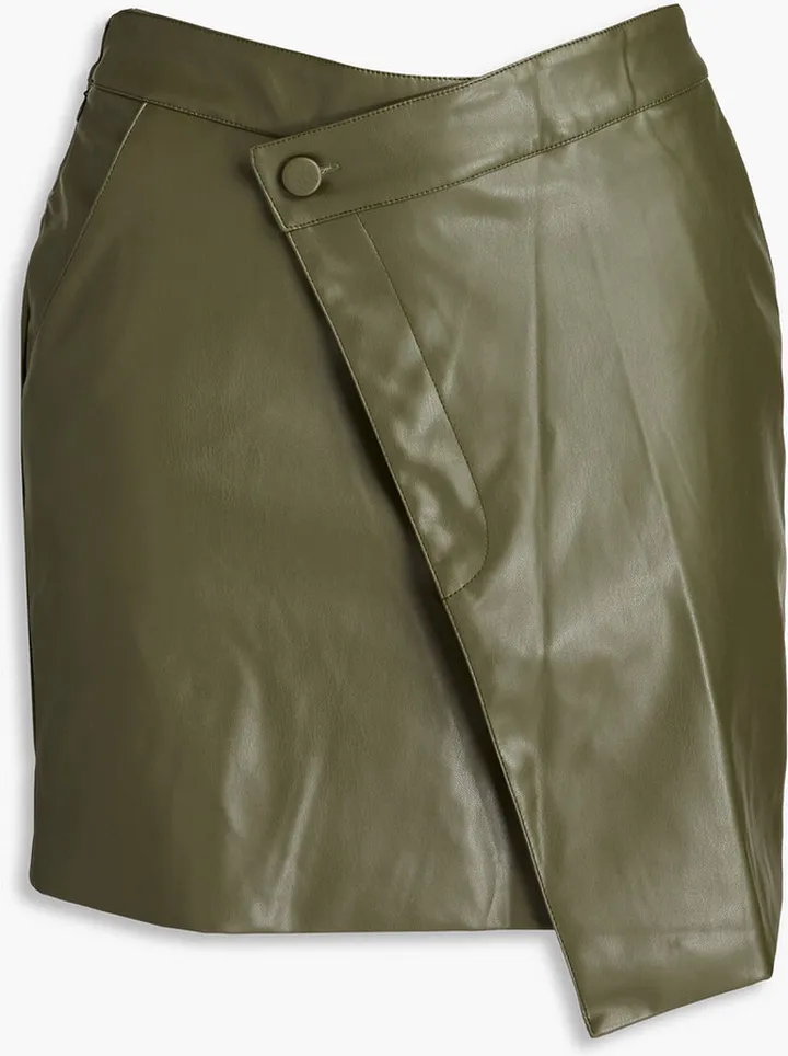 Gabriella wrap-effect faux leather mini skirt