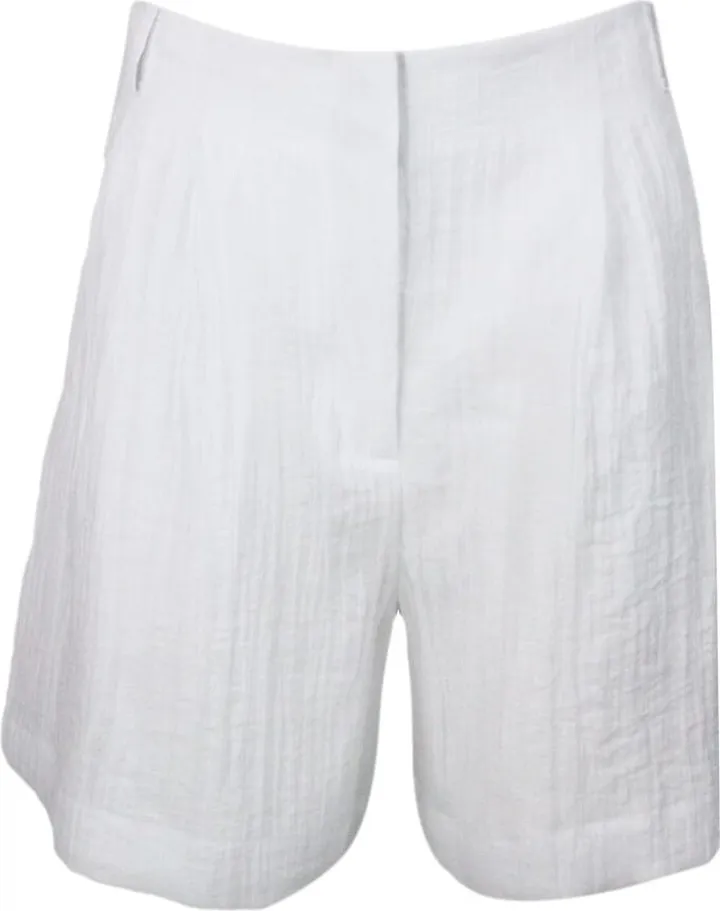 Lightweight Bermuda Shorts With High-waisted Creased Effect And Welt Pockets