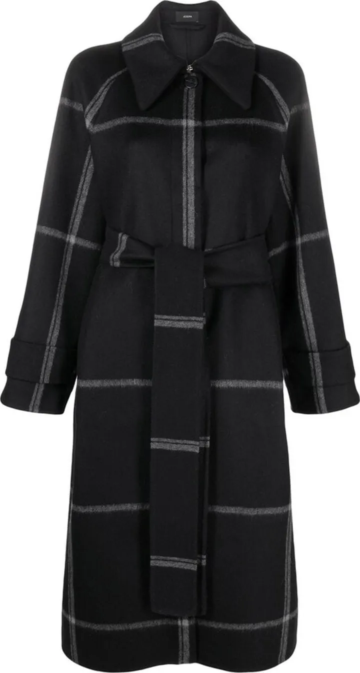 Plaid Belted Wool Coat