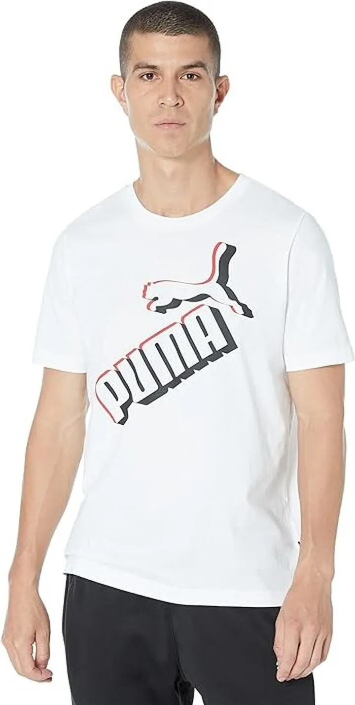PUMA Essentials+ Big Logo Tee (Puma White) Men's Clothing