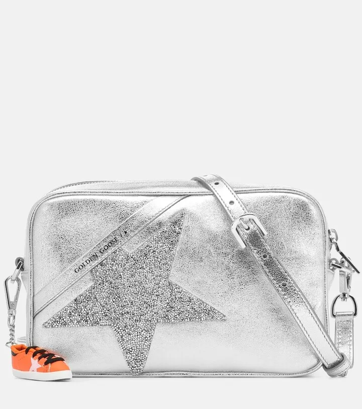 Star metallic leather shoulder bag