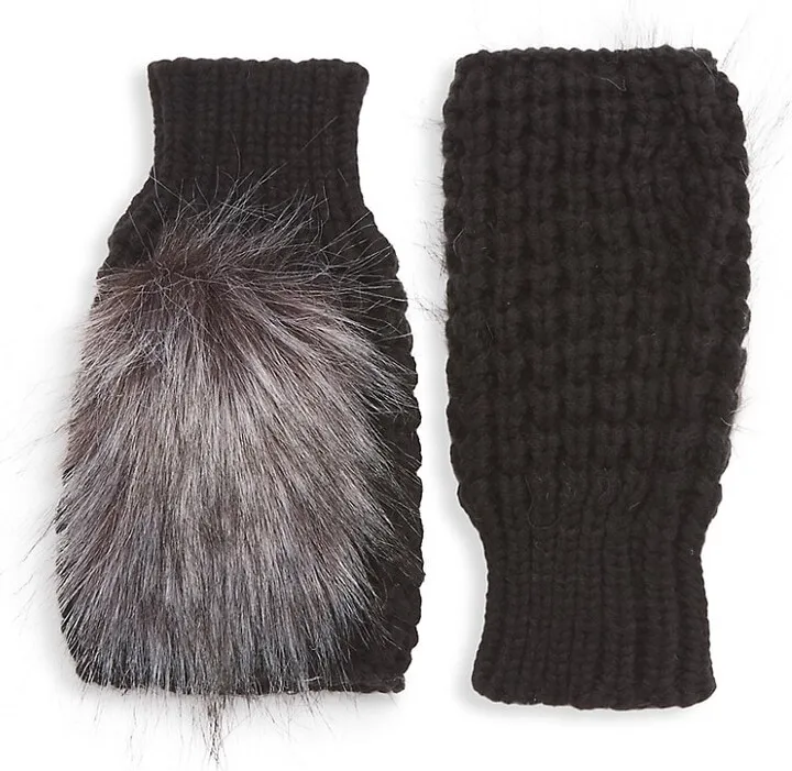 Faux Fur Knit Mittens
