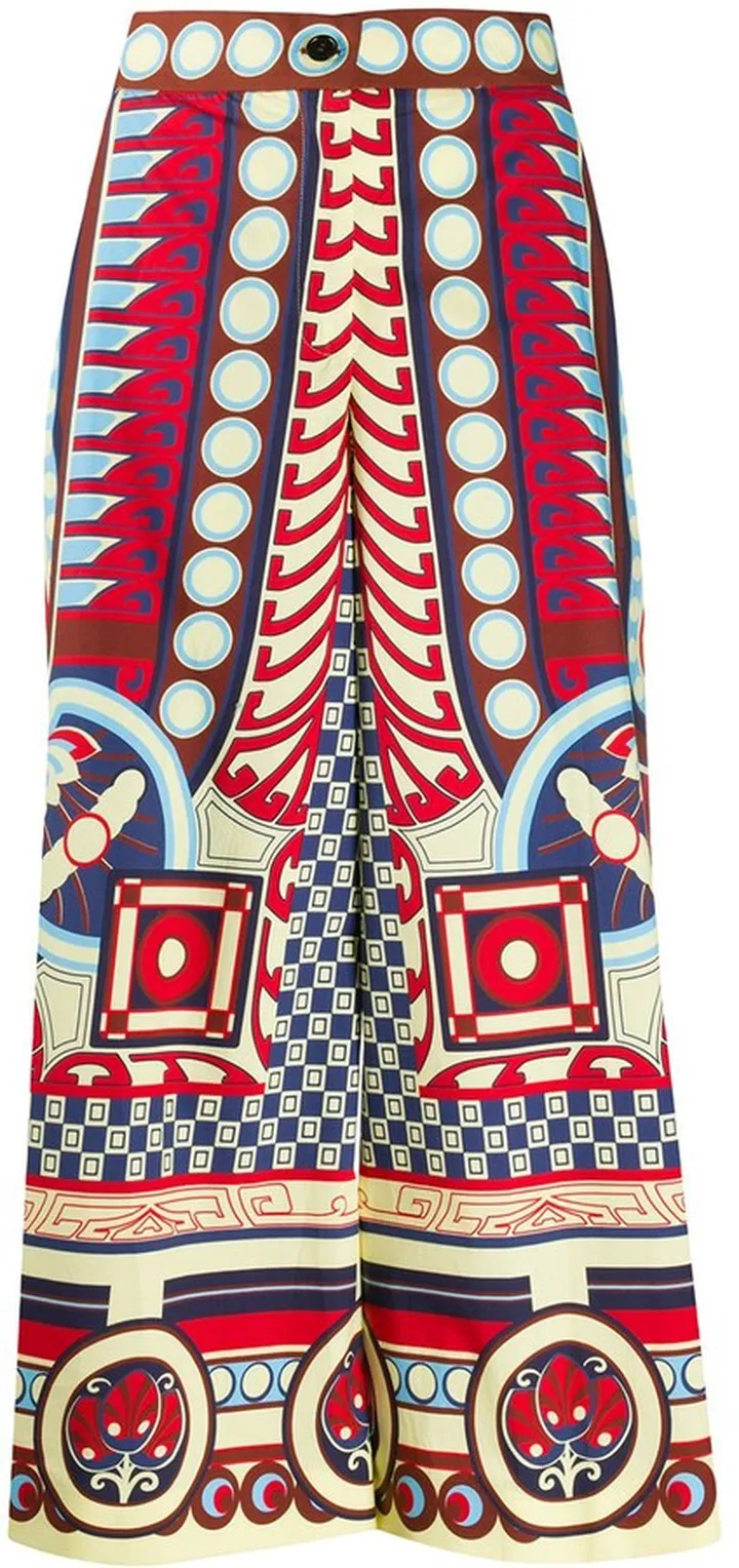 Mixed Pattern Cropped Trousers