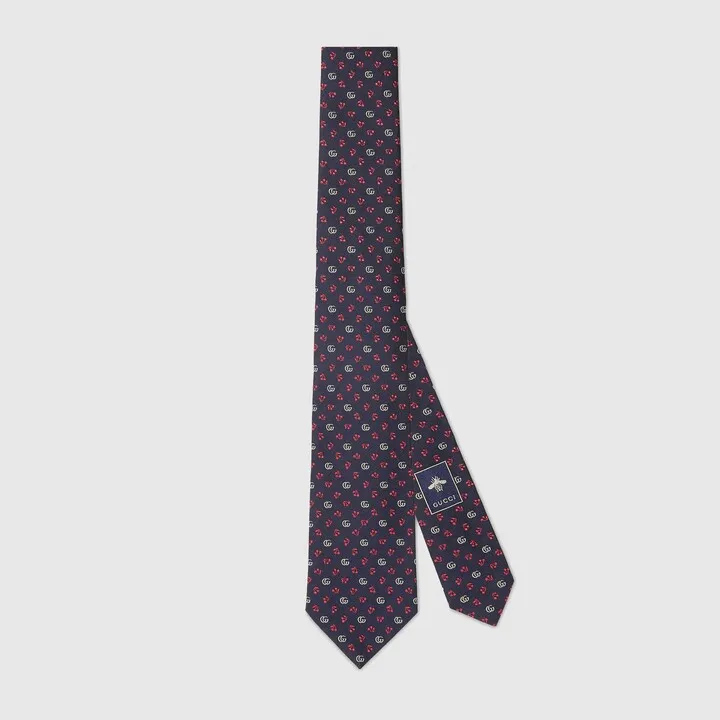 Double G cherry silk jacquard tie