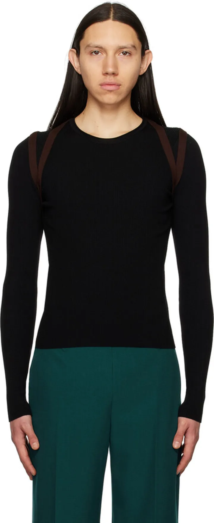 Dion Lee Black Harness Long Sleeve T-Shirt