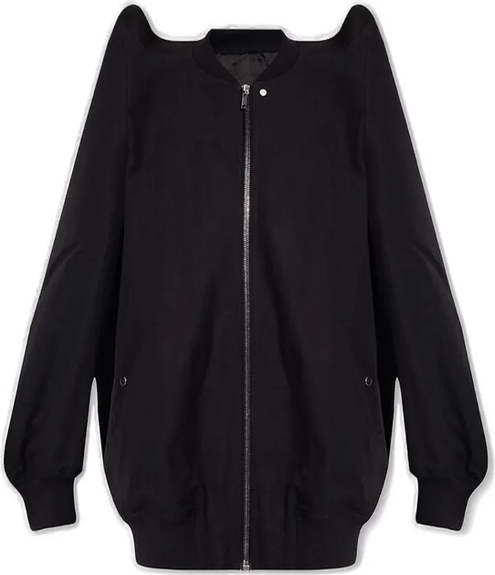 Rick Owens Shoulder Detailed Zip-Up Bomber Jacket