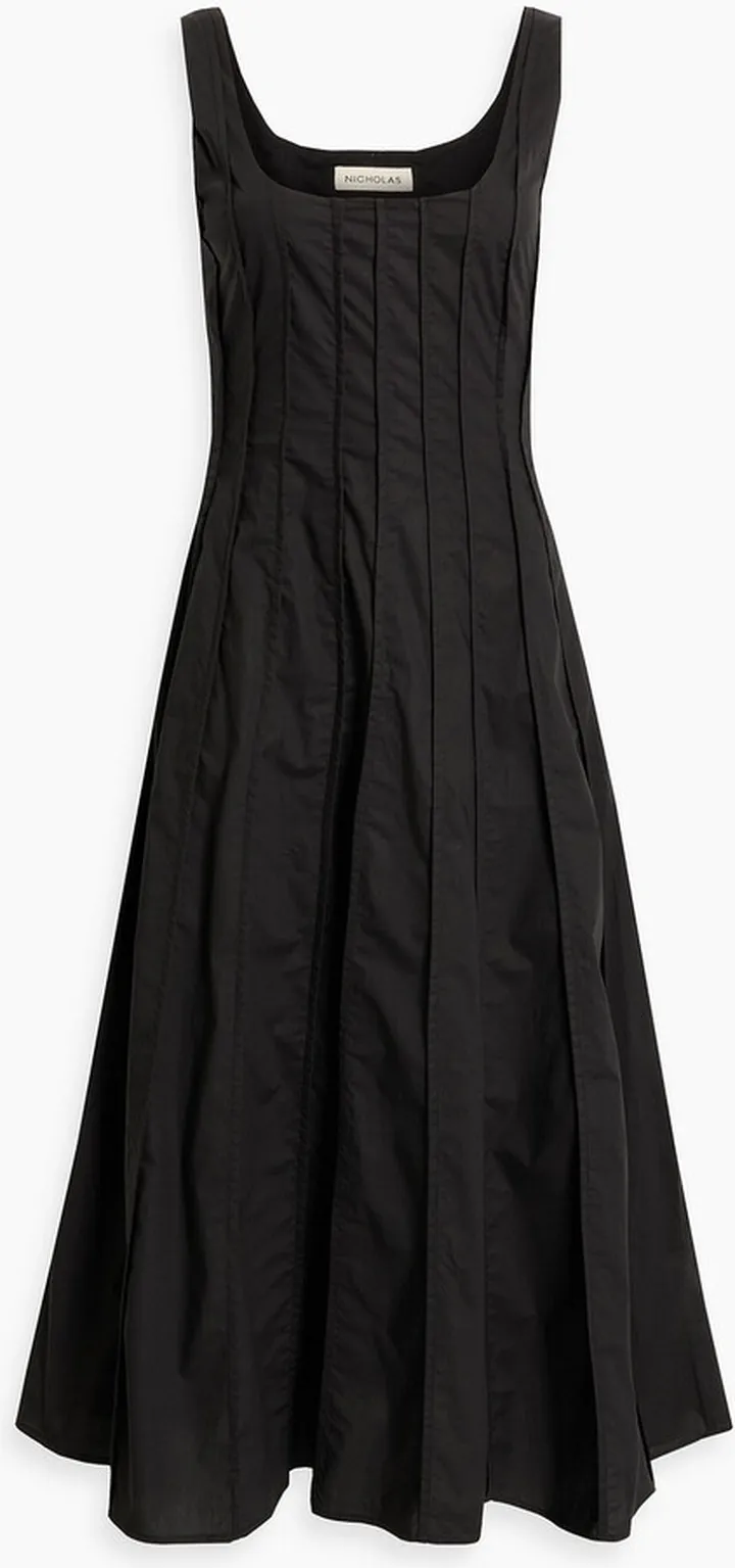Tallulah pintucked cotton-poplin midi dress