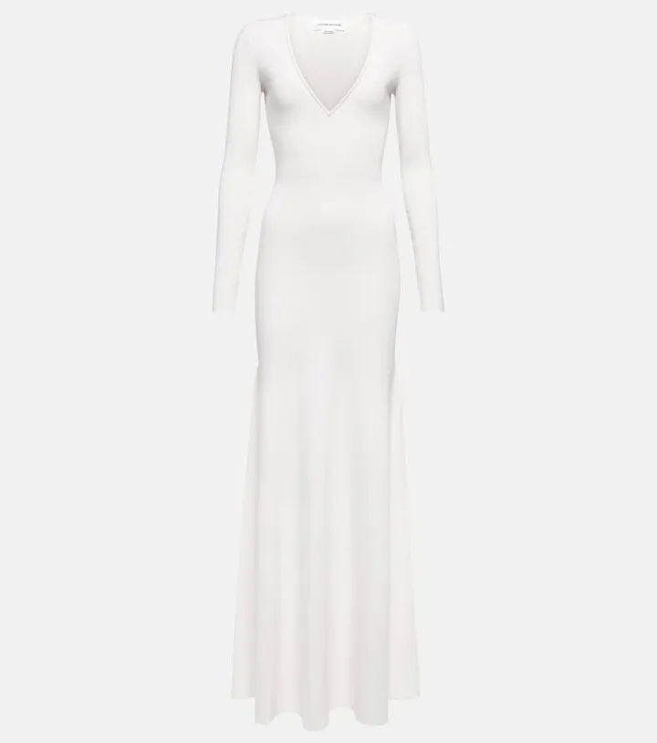 Knitted V-neck maxi dress
