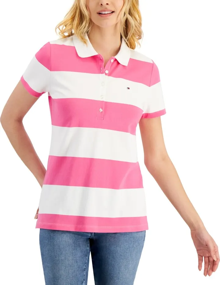 Tommy Hilfiger Women's Striped Pique Polo Shirt