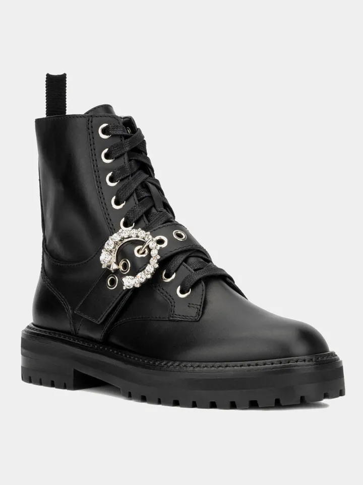 Crystal Buckle Cora Combat Boot