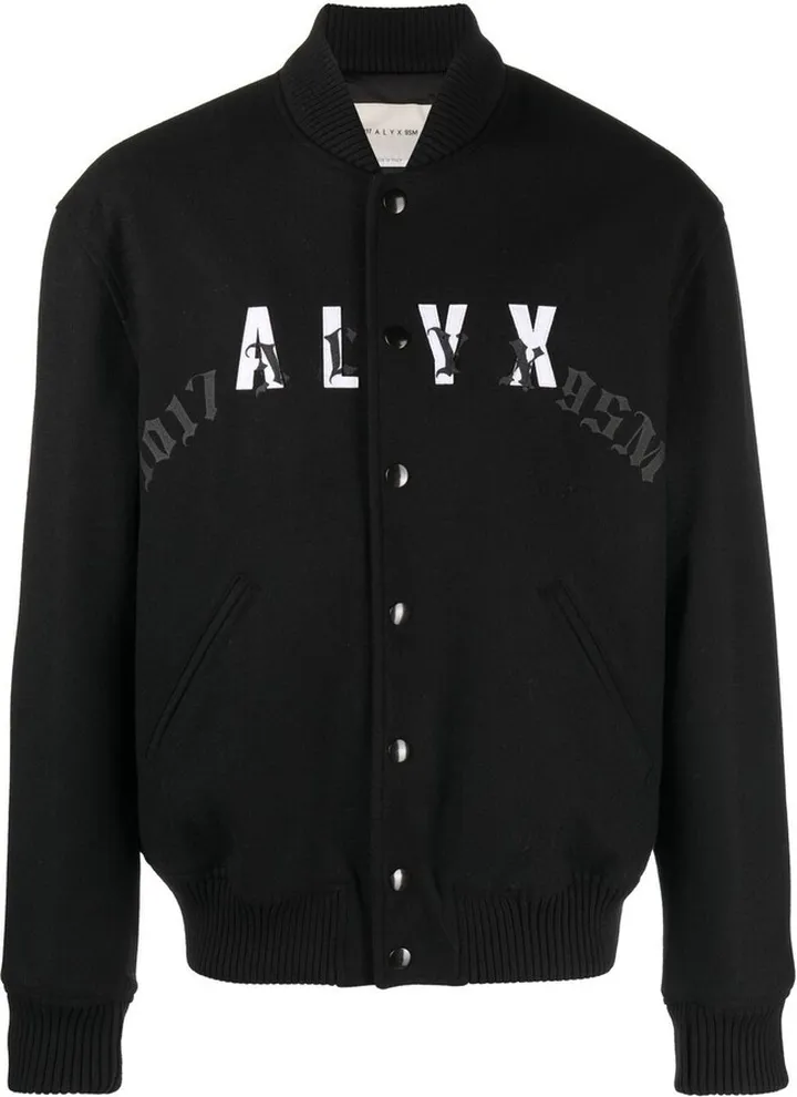 Leather-Logo Bomber Jacket