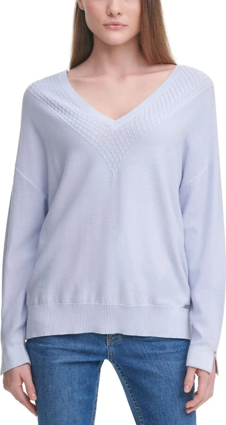 Womens Knit Lattice V-Neck Sweater