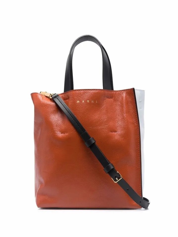 Leather Colour-Block Tote Bag