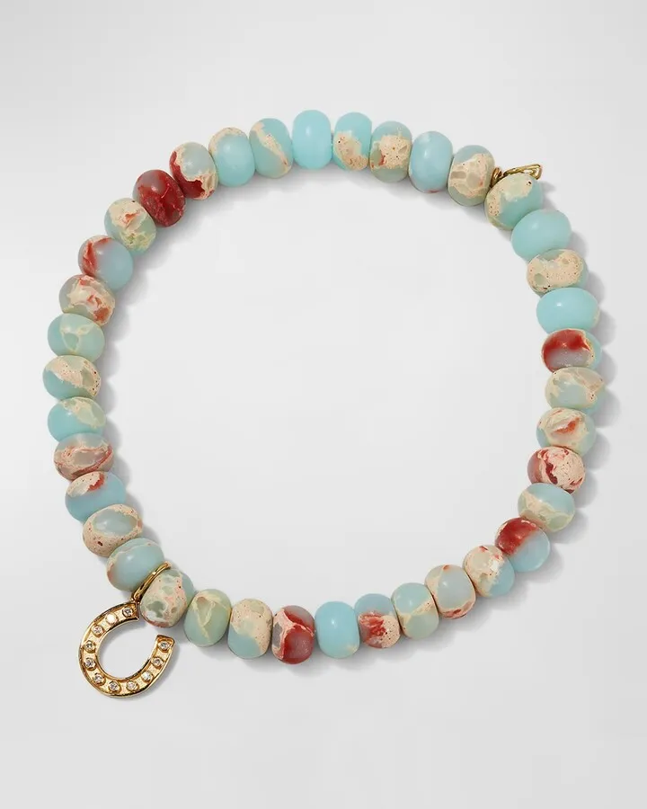 6mm Matte Jasper Diamond Horseshoe Bracelet