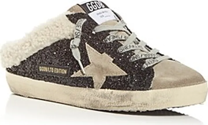 Golden Goose Women's Super-Star Glitter Shearling Sneaker Mules