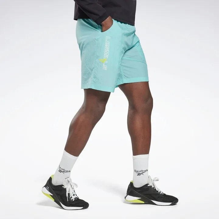 Reebok Les Mills® Lightweight Woven Shorts Mens Athletic Shorts Large Semi Classic Teal