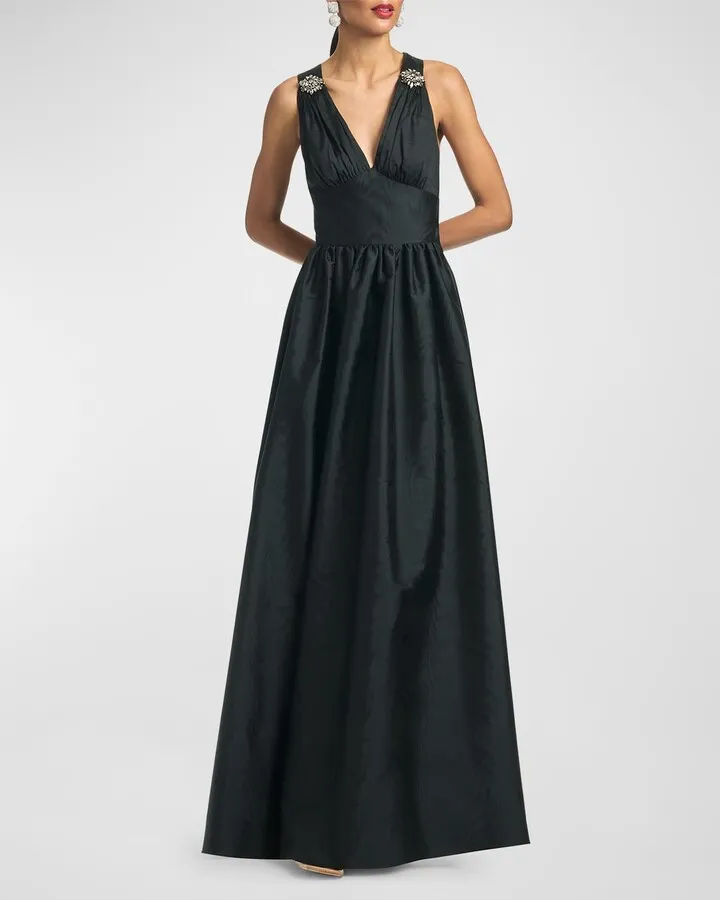 Kenzie Brooch-Embellished Gown