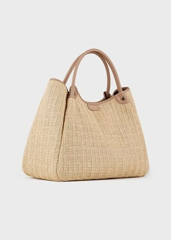 Large tote bag in raffia macramé