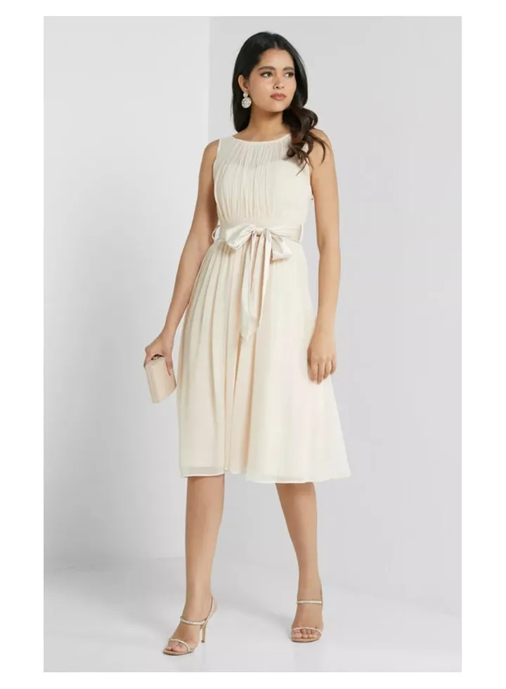 Midi Skater Dress In Blush-Little Mistress