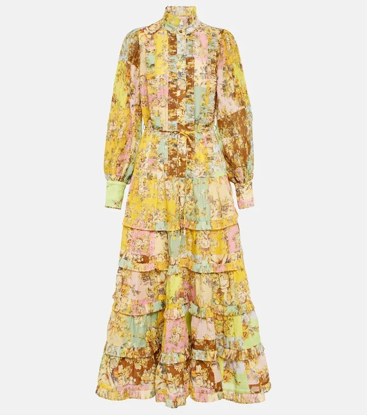 Matilde printed ramie midi dress