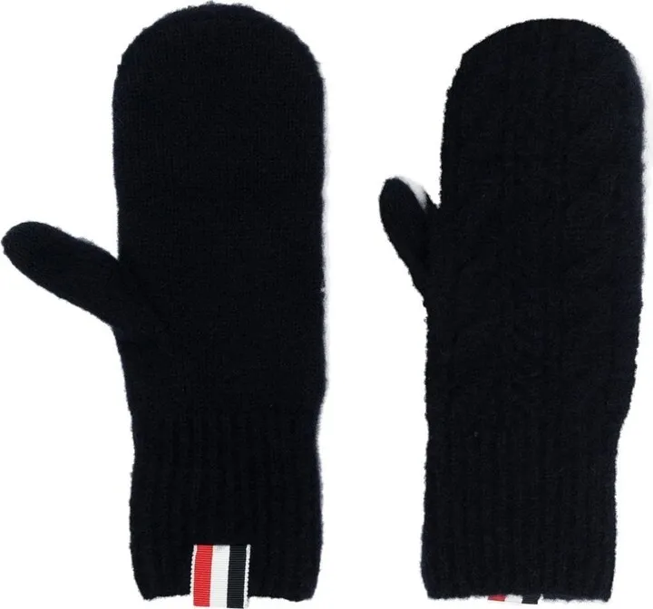 4-Bar stripe cable-knit gloves