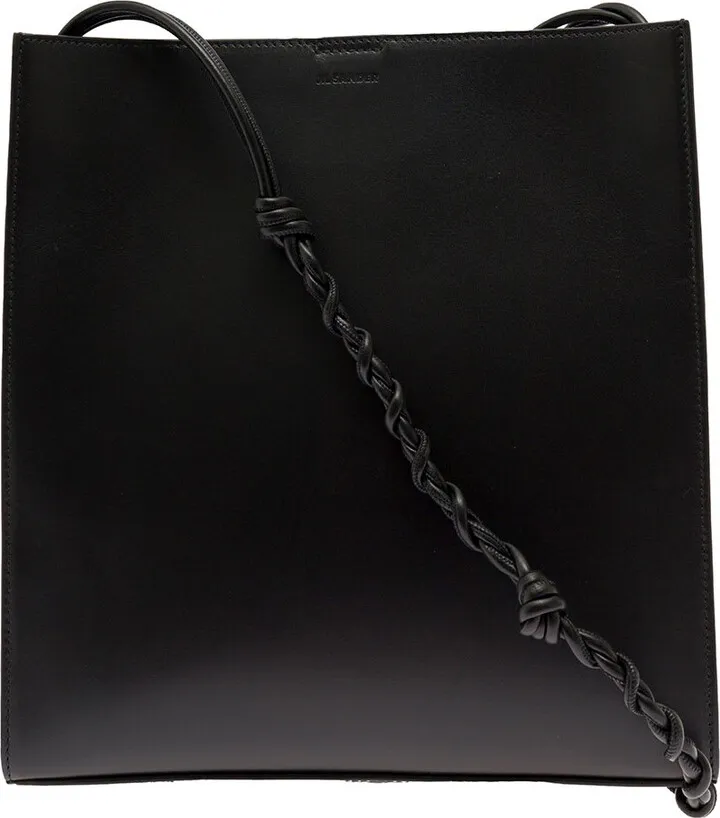 Tangle Black Leather Crossbody Bag Jil Sander Man