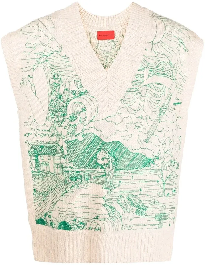 Duality embroidered knitted vest