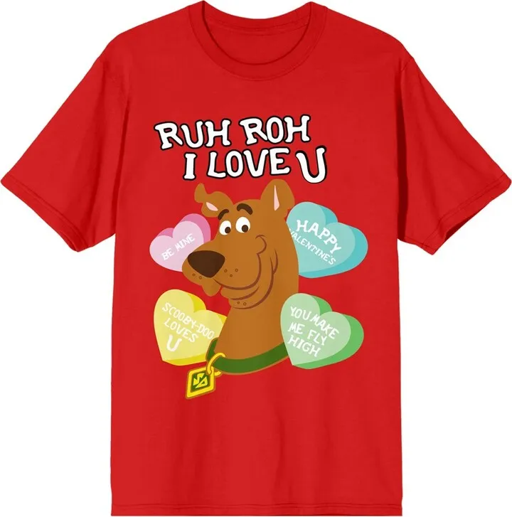Scooby Doo “Ruh Roh I Love You” Women’s Red Short Sleeve Crew Neck Tee-XL