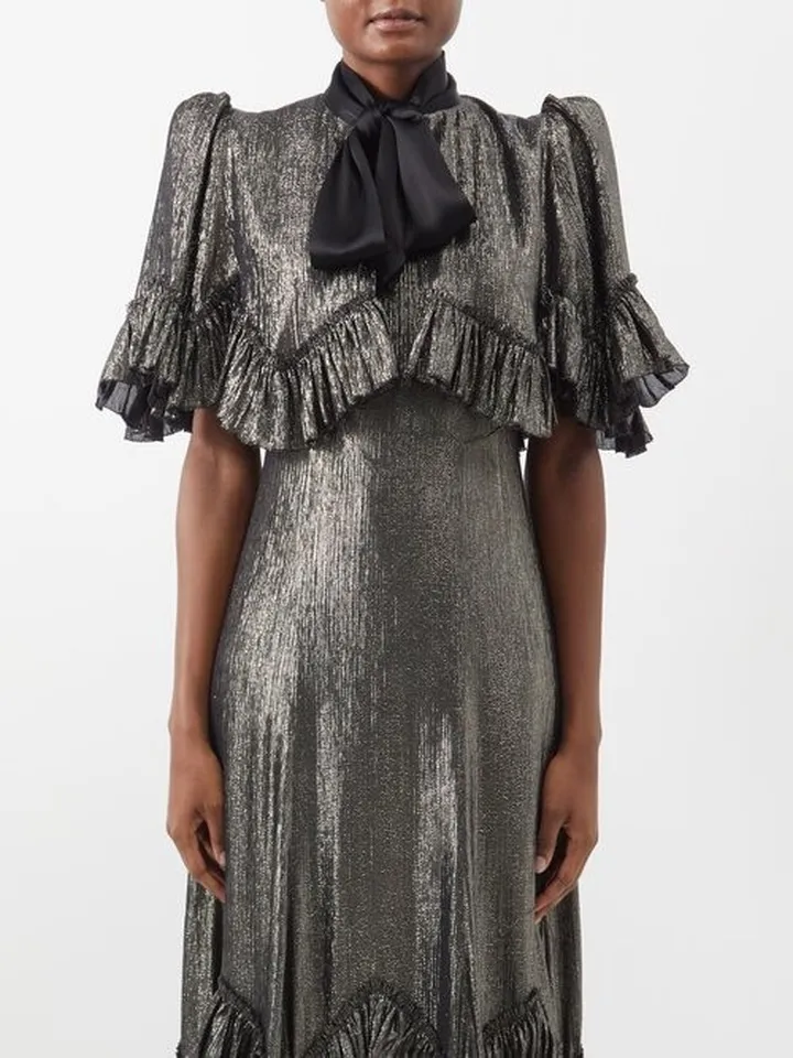 The Mini Skyrocket Wool-blend Lamé Cape