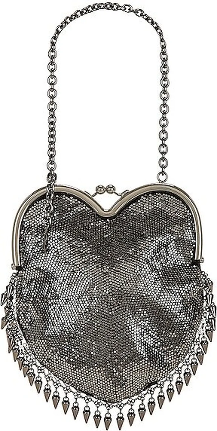 Saint Laurent Mini Heart Bag in Metallic Silver
