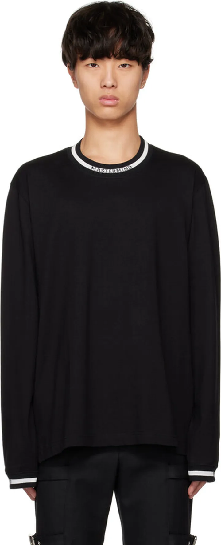 mastermind WORLD Black Jacquard Long Sleeve T-Shirt