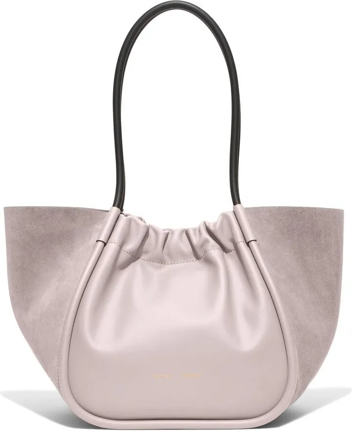 large Ruched suede tote bag