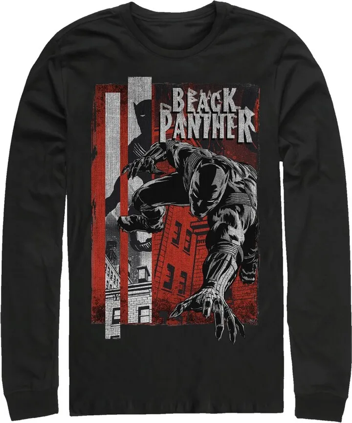 Men's Marvel Black Panther Lurk Long Sleeve Shirt - Black - X Large