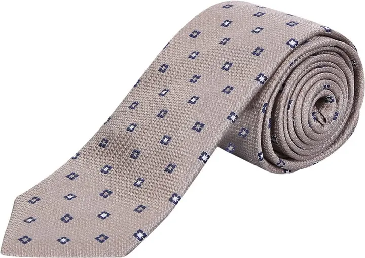 Square Motif Silk Tie In Beige